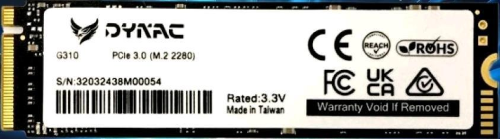 DYNAC G310 SSD 512GB M.2 2280 NVMe Express 3.0 3D TLC NAND LETTURA 2400 MB/s SCRITTURA 1600 MB/s